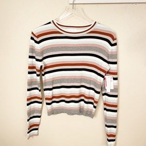 NWT ABound Stripe Long Sleeve Crop Top Sz M